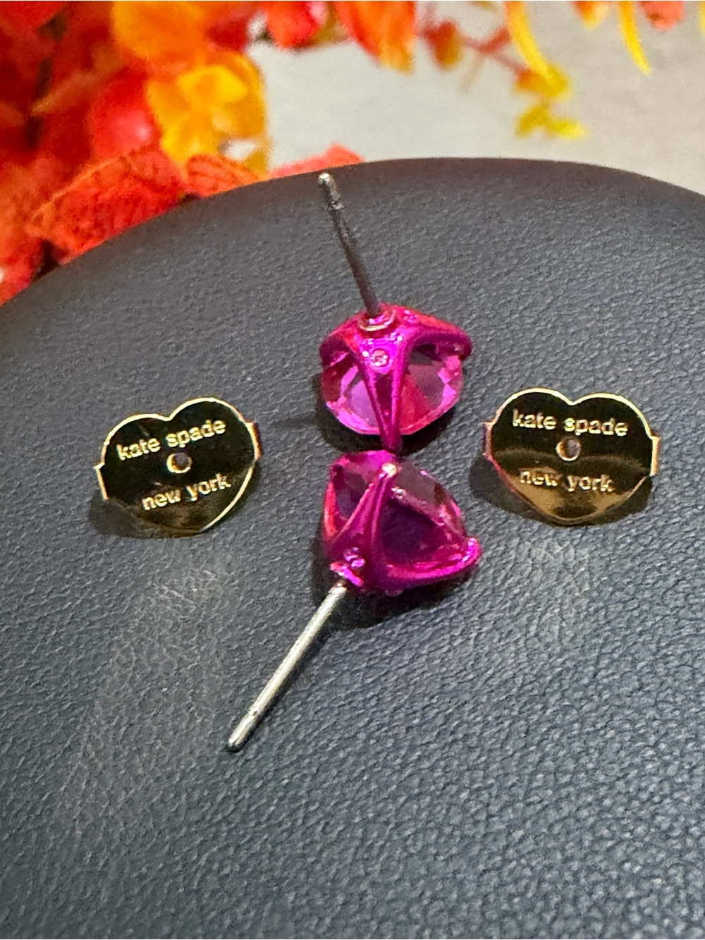 Kate Spade New York My Love Fuchsia Pink Round Crystal Stud Earrings